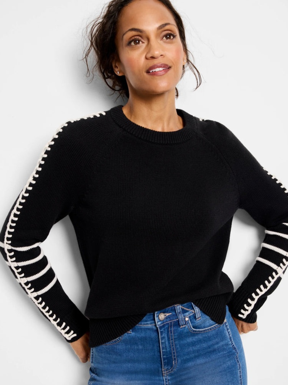 NWT NIC+ZOE Dashing Down Sweater Black Onyx Size M $158